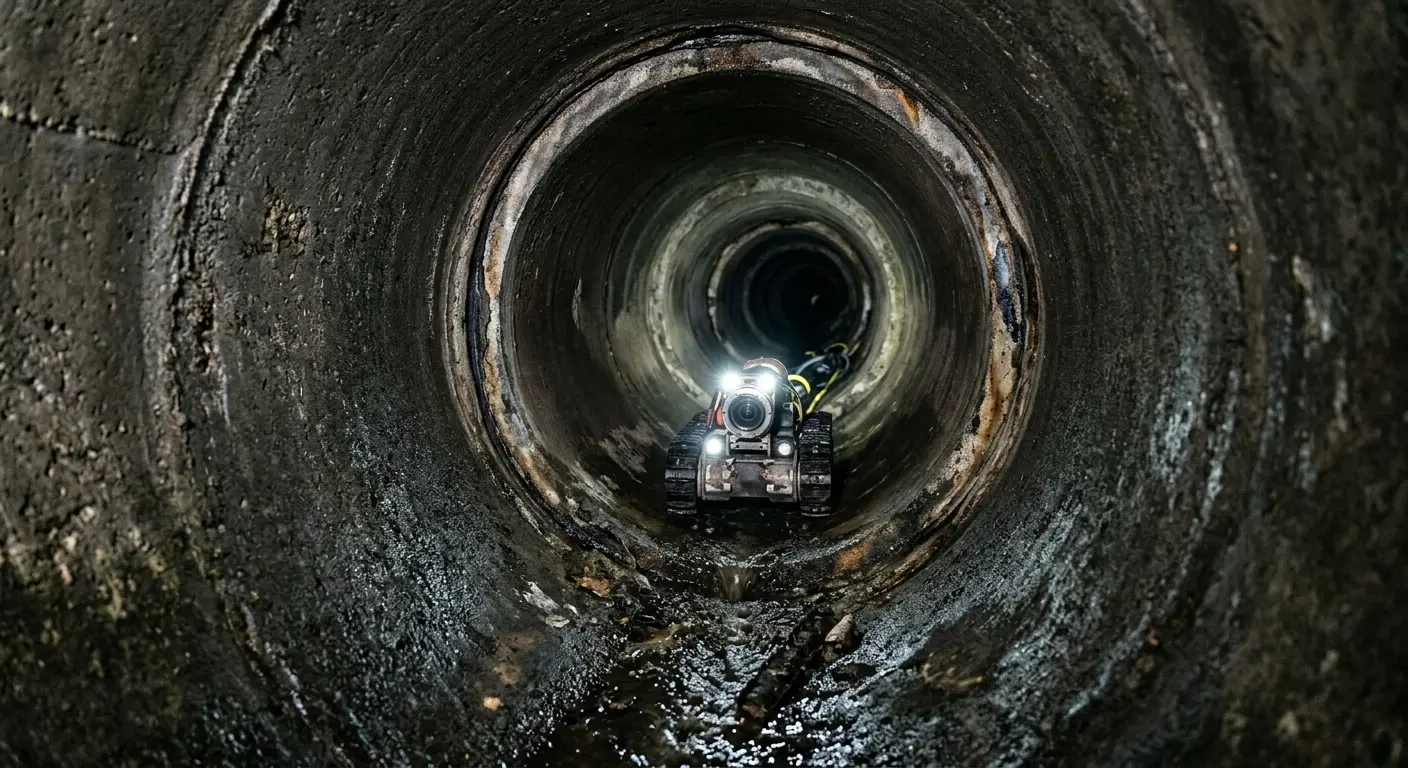 Robotic sewer camera inspecting pipe interior for Sewer Line Repair in Belterra